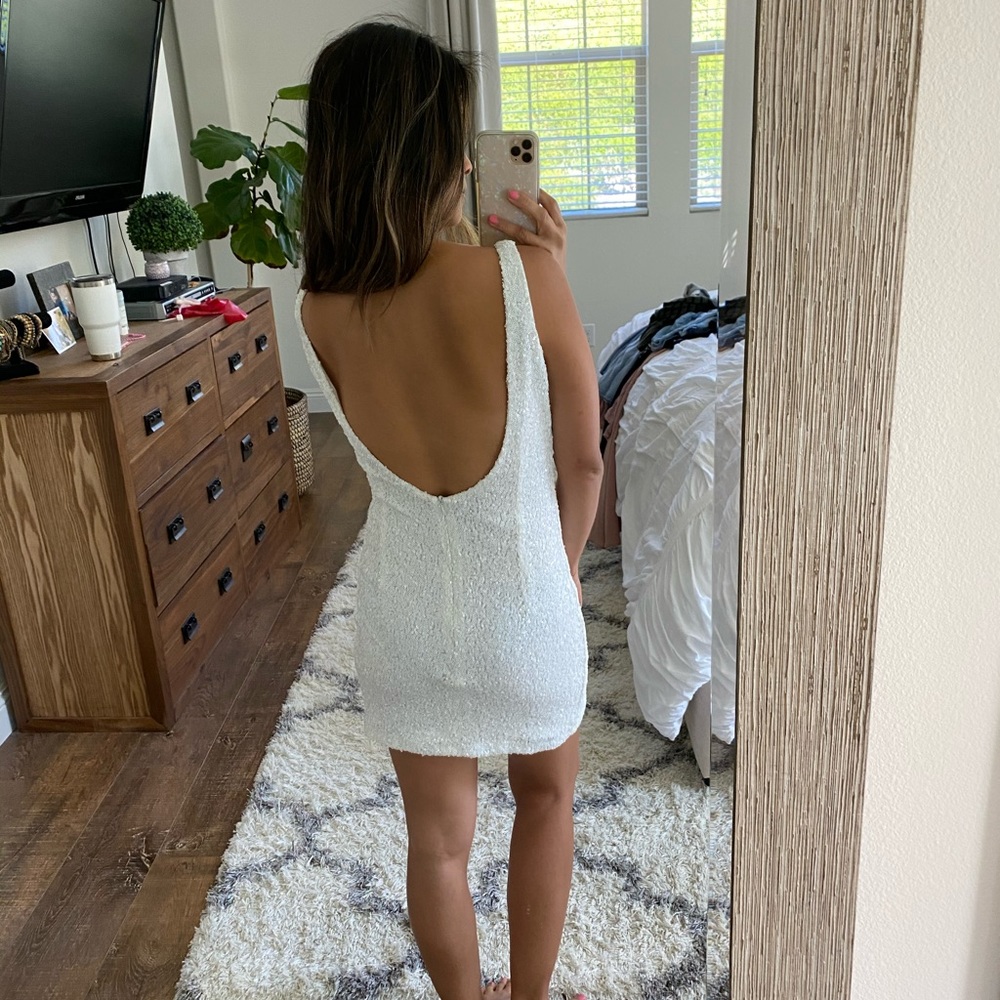 White sequins mini dress